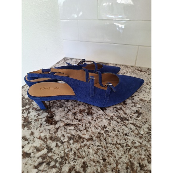 Madewell The Debbie Slingback Pump blue color‎ suede size 10.5 - Picture 3 of 10